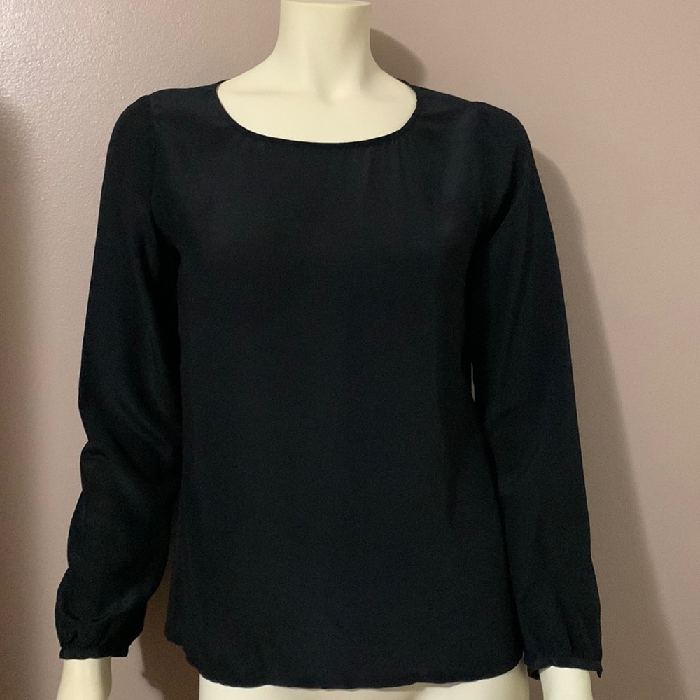 Banana Republic Black Silk Open Back Blouse XS